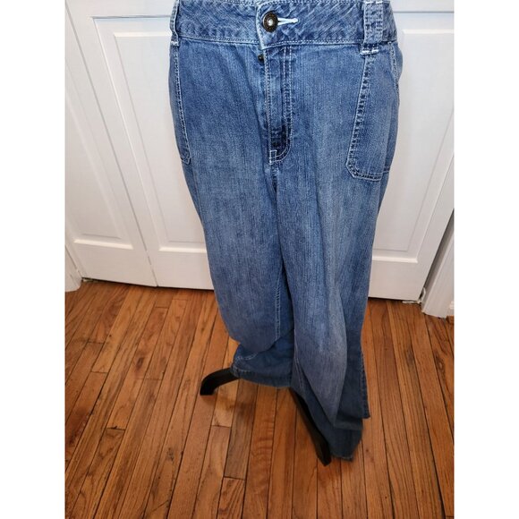 Medium Wash Wide Leg Low rise Jeans  20 y2k Retro American Fall Skater Minimal - Picture 6 of 9